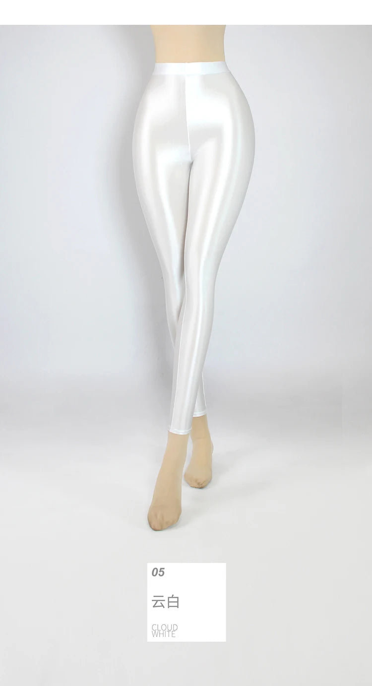 XClocKNYoung satin glossy pants High Waist Sport Women Fitness Shiny Yoga Pants Tights Leggings High Elastic glossy leggings