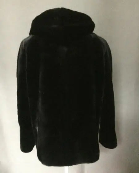 Real Men Mink Fur Coat With Hood Winter Warm Full Pelt Fur Classic Black Color Luxurious Thick Mens Coats 2023 Outwear Jacket