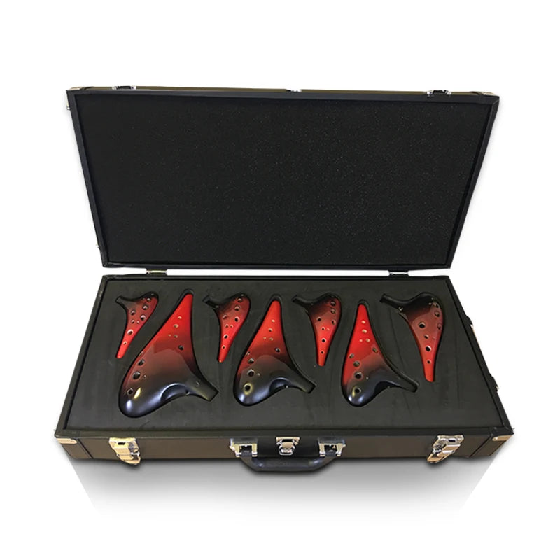 Ocarina taodi 12-hole double-color glaze set seven-pack performance-grade Tao Di musical instrument