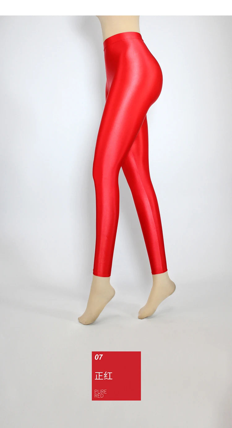XClocKNYoung satin glossy pants High Waist Sport Women Fitness Shiny Yoga Pants Tights Leggings High Elastic glossy leggings