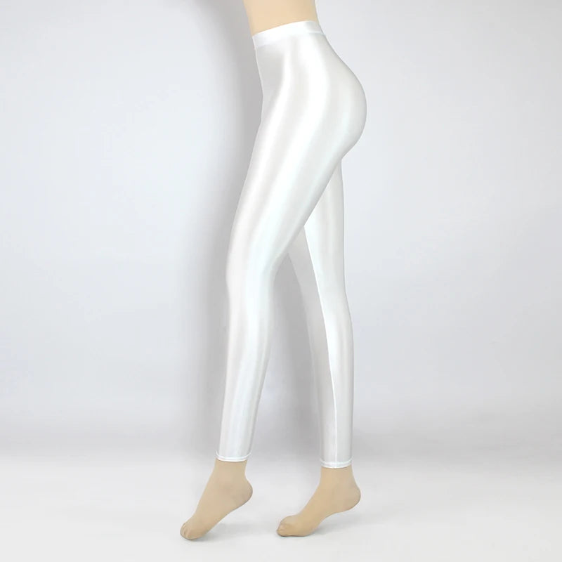 XClocKNYoung satin glossy pants High Waist Sport Women Fitness Shiny Yoga Pants Tights Leggings High Elastic glossy leggings