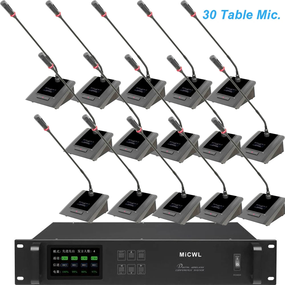 MiCWL 30 Desk Gooseneck Discussion Digital Wireless Conference Microphone Audio System 1 President 29 Delegate A10M Series