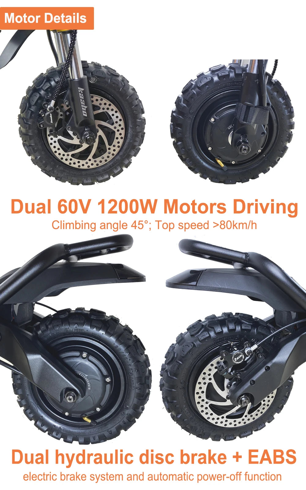 Original Kaabo Wolf Warrior GT PRO+ 11inch 60V 35AH 21700 Battery Top speed 80km/h Electric Scooter Monster Scooter SUV scooter