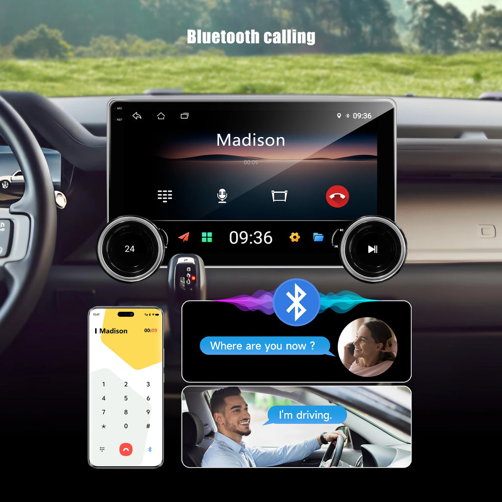 10.1Inch Universal Android Audio GPS Car Radio Double Knob 2K Diamond Wireless CarPlay DSP MirrorLink Amplifier Radio