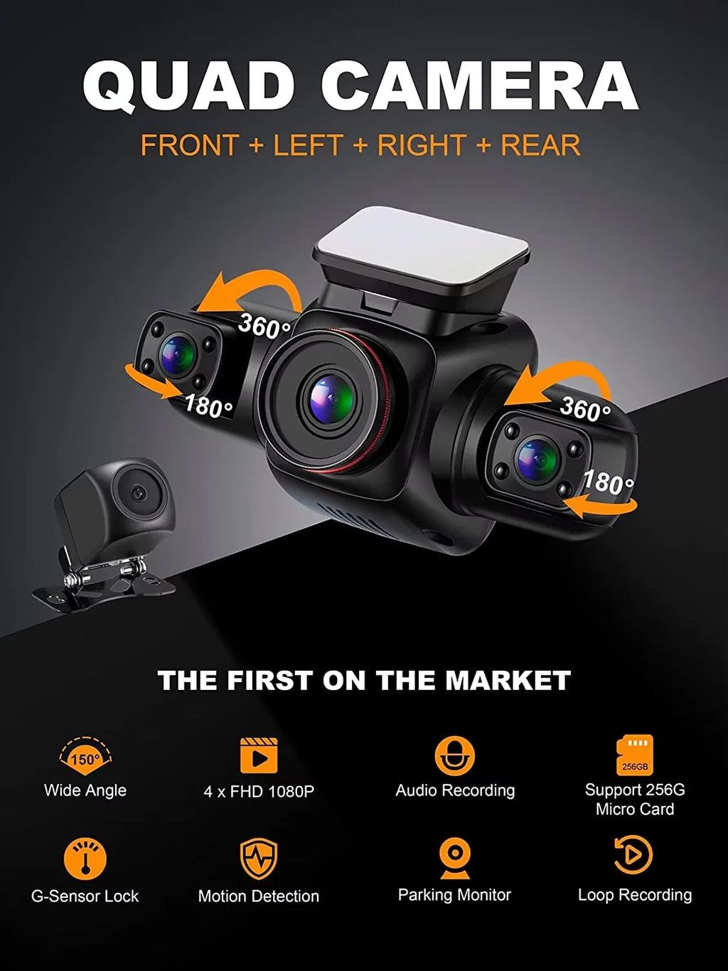 4 Channels 4*1080P Car Black Box 170 Car DVR GPS WiFi Dash Cam Taxi Driving Recorder IR Night Vision 4 Cameras DASHCAM