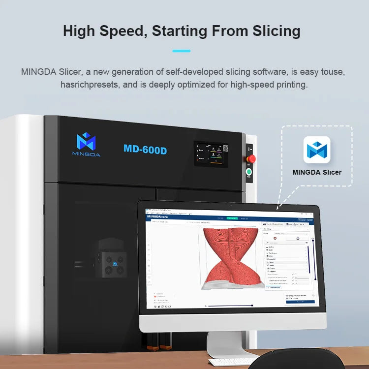 Mingda MD600D Fast 300mm/s Professional IDEX 3d Printer 600*600*600mm 3d Printer for Cars