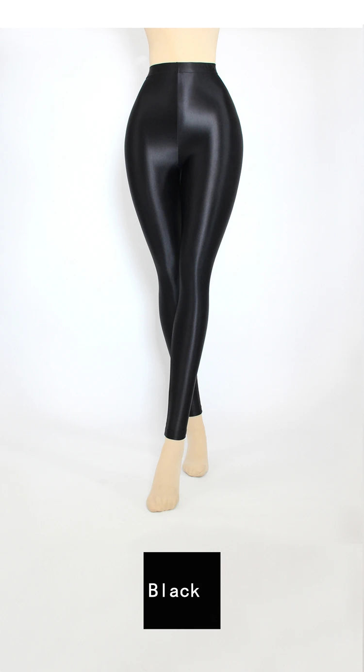XClocKNYoung satin glossy pants High Waist Sport Women Fitness Shiny Yoga Pants Tights Leggings High Elastic glossy leggings