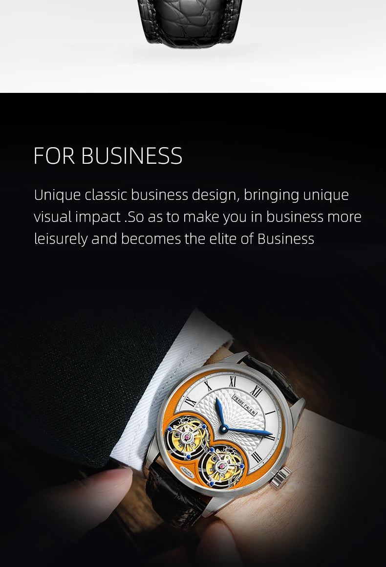 MERKUR genuine Double Tourbillon Manual Mechanical Watch Men's Luxury Formal Business Men's A Certified Millionaire Watch