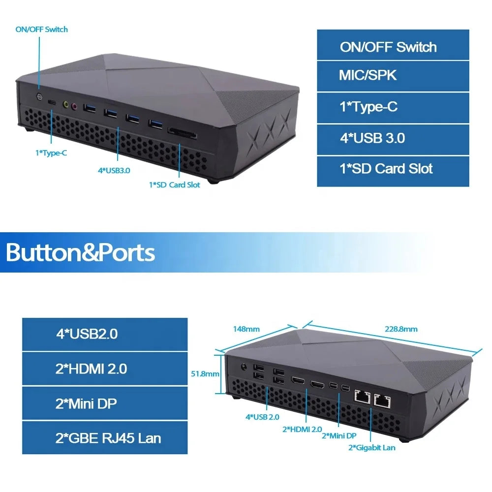 Newest Gaming PC Core I5 8305G I7 8709G Radeon RX Vega M GH Graphics NUC 2*HD2.0 2*Mini DP AX 200 WIFi Win10 Discrete Mini PC