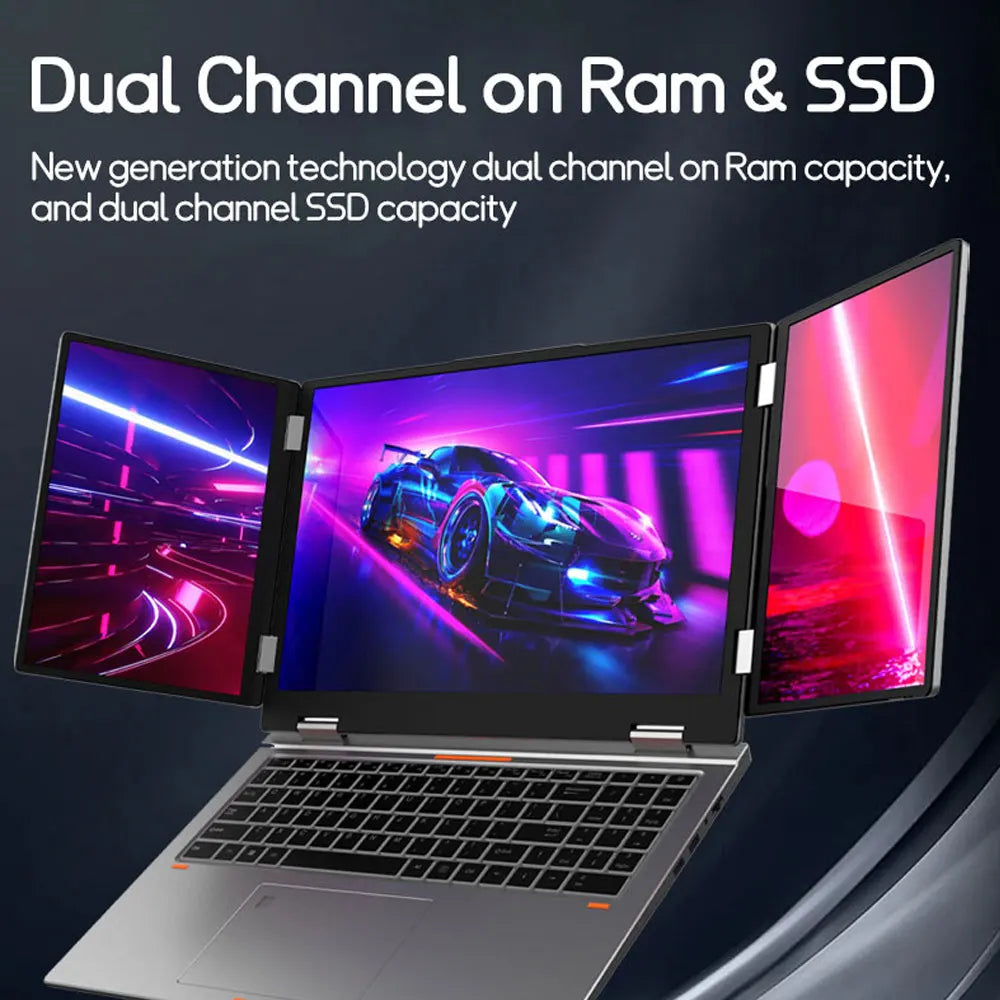 CRELANDER Foldable 16 inch Laptop Dual 10.5 inch  LCD Screen Intel Core i7 1260P CPU 32GB 16GB Ram M2 SSD Personal Computer