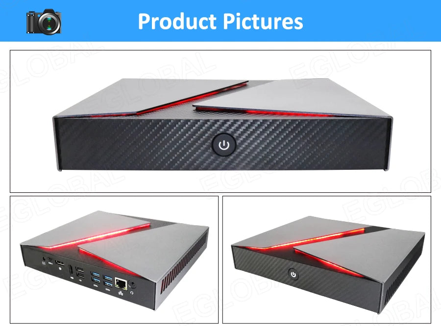 Eglobal Mini PC Core Gen 9th Octa Cores DDR4 64GB with 512GB RAM 6*USB Ports Portable Game Computer Win 10/Linux Mini Gaming PC