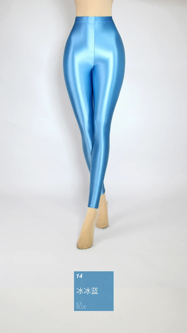 XClocKNYoung satin glossy pants High Waist Sport Women Fitness Shiny Yoga Pants Tights Leggings High Elastic glossy leggings