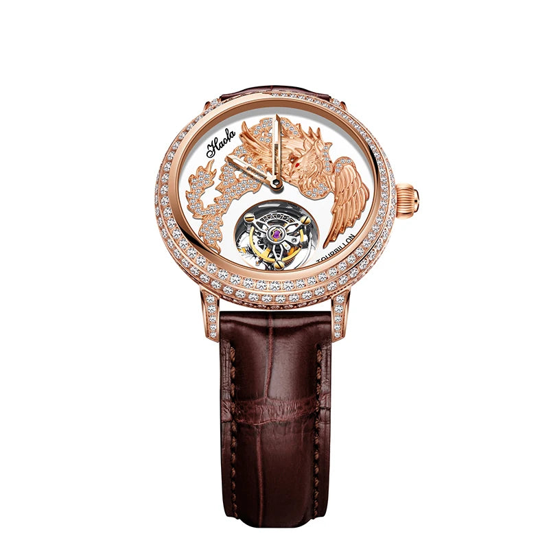 Haofa Couple Watch Luxury Tourbillon Watch Manual Movement Mechanical Wristwatch Sapphire Lovers Tourbillon Ladies Mens Watches