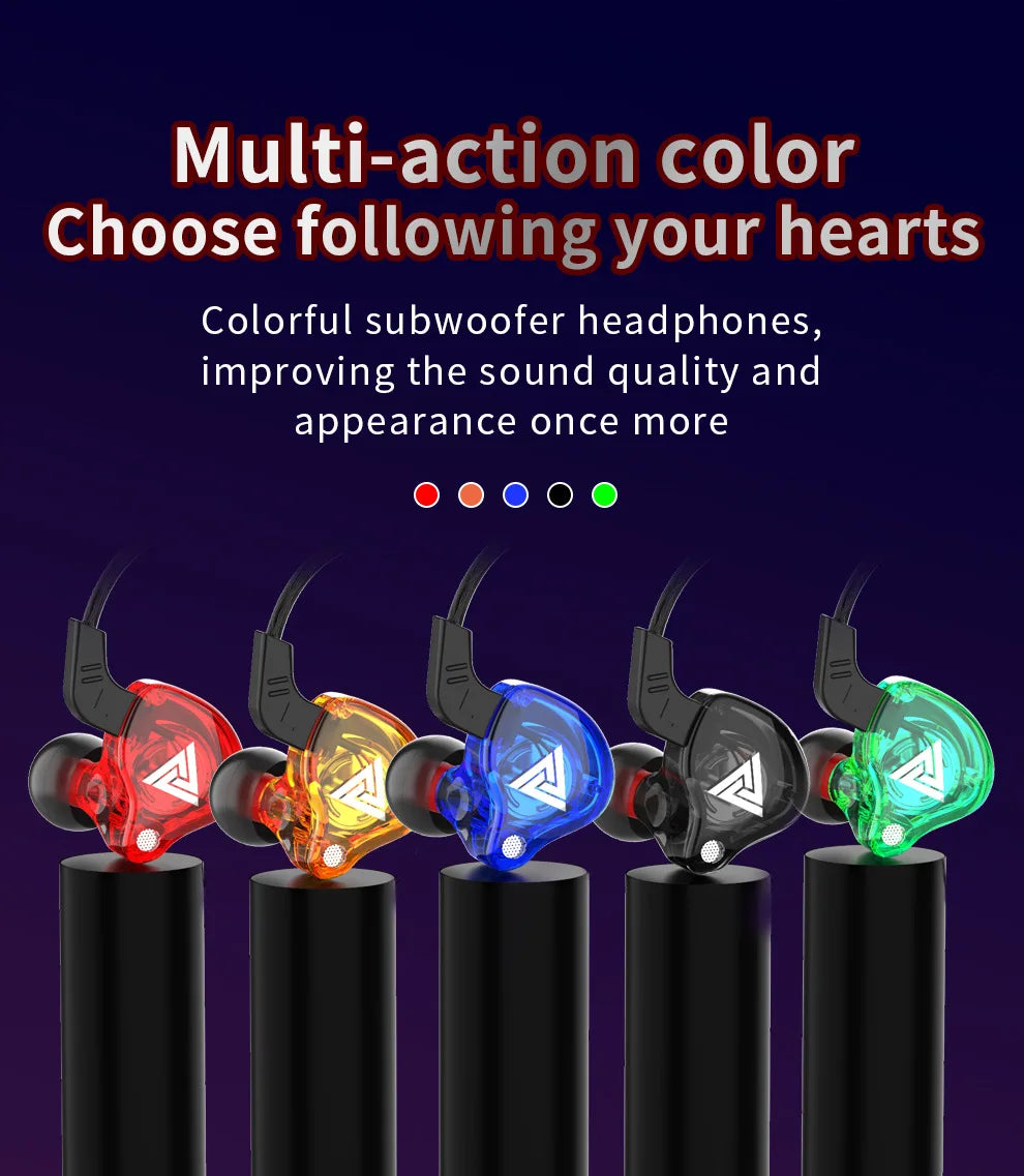 QKZ AK6 SK7 Copper Driver HiFi Wired Earphone with MIC Sport Running Headphones Bass Stereo Headset Music Earbuds fone de ouvido
