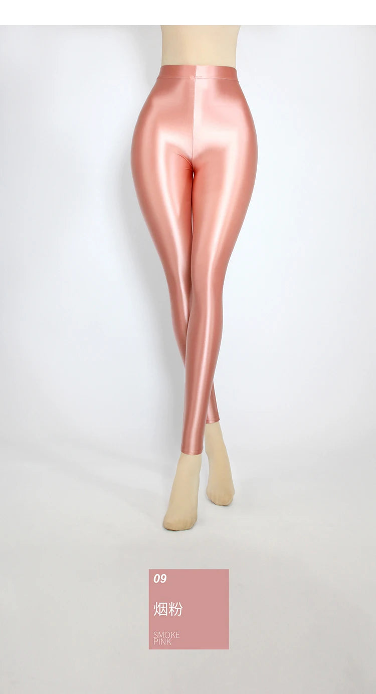 XClocKNYoung satin glossy pants High Waist Sport Women Fitness Shiny Yoga Pants Tights Leggings High Elastic glossy leggings