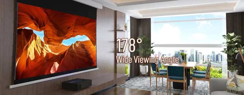 New Generation Laser TV Self-Rising Screen ALR Electric Motorised Tab Tensioned Projection Screen for UST Laser Projector 4k HD