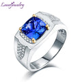 LOVERJEWELRY Rings Soli 14K White Gold Natural Men's Tanzanite Ring Luxury Diamond for Boyfriend Christmas Fine Jewelry Dad Gift