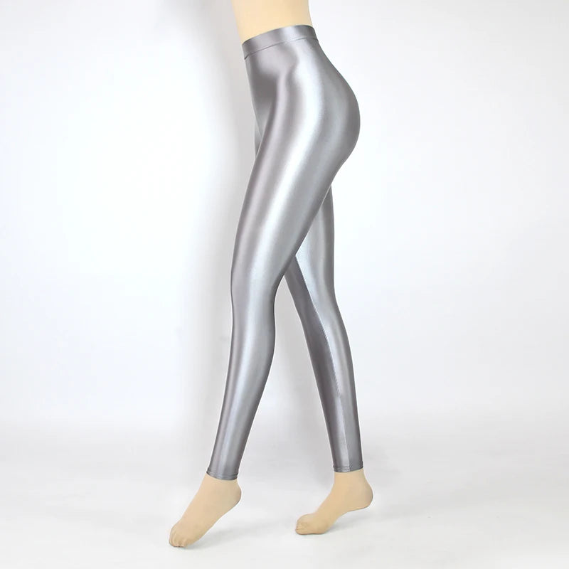 XClocKNYoung satin glossy pants High Waist Sport Women Fitness Shiny Yoga Pants Tights Leggings High Elastic glossy leggings