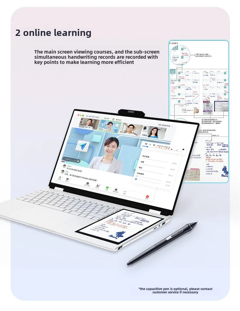2025 NEW Wholesale Portable Business Laptop 15.6+7 Inch Dual Screen 32G+2TB Intel Processor Win11 with Camera English Keyboard