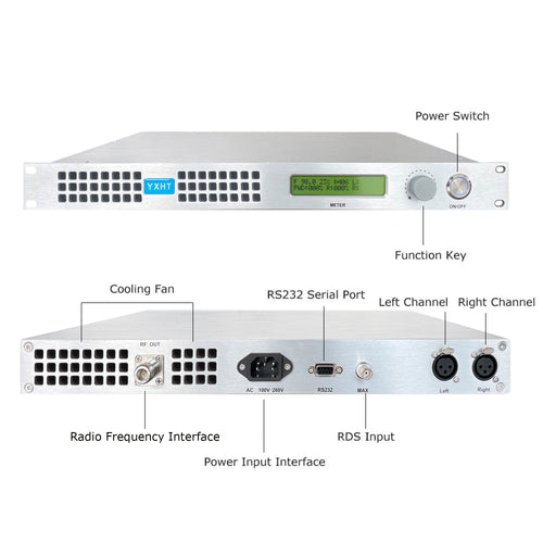 110V/220V YXHT-100W FM Transmitter, Stable Performance, Energy-Saving, Low Noise, MPX Input for Radio Broadcast, Hotel Lobby
