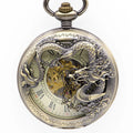 20pcs/lot Hollowed Mechanical Pocket Watch with Chain  Chinese Flying Dragon Pocket Watches Men Steampunk Gift Watches