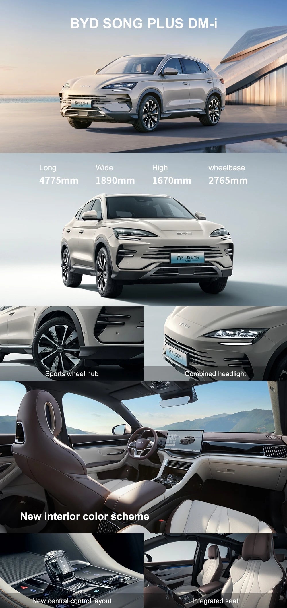 For Electric Car Import China High Quality Cheap Price 2025 Byd Song Plus Dm-i 5-Door 5-Seat Suv 160KM Hybrid New 0km Used Car