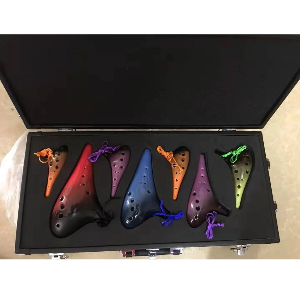 Ocarina taodi 12-hole double-color glaze set seven-pack performance-grade Tao Di musical instrument