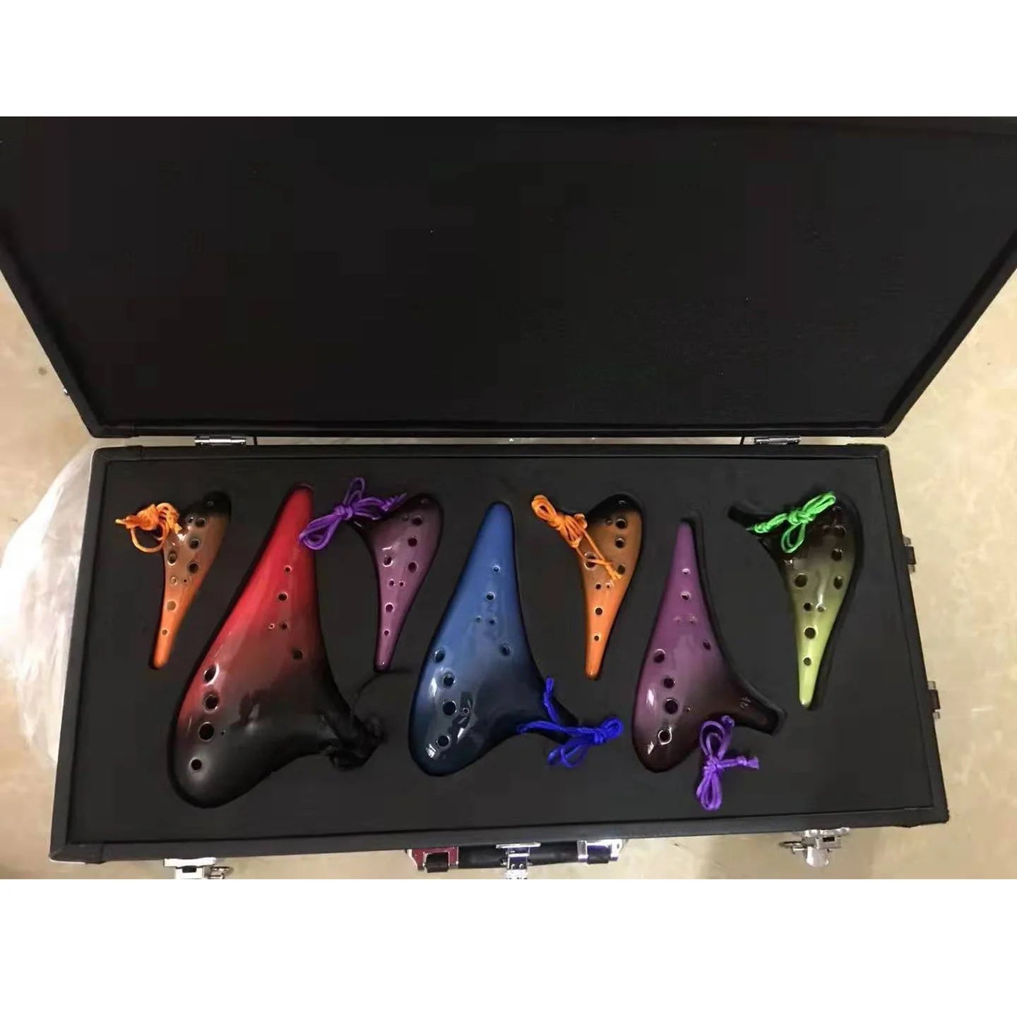 Ocarina taodi 12-hole double-color glaze set seven-pack performance-grade Tao Di musical instrument