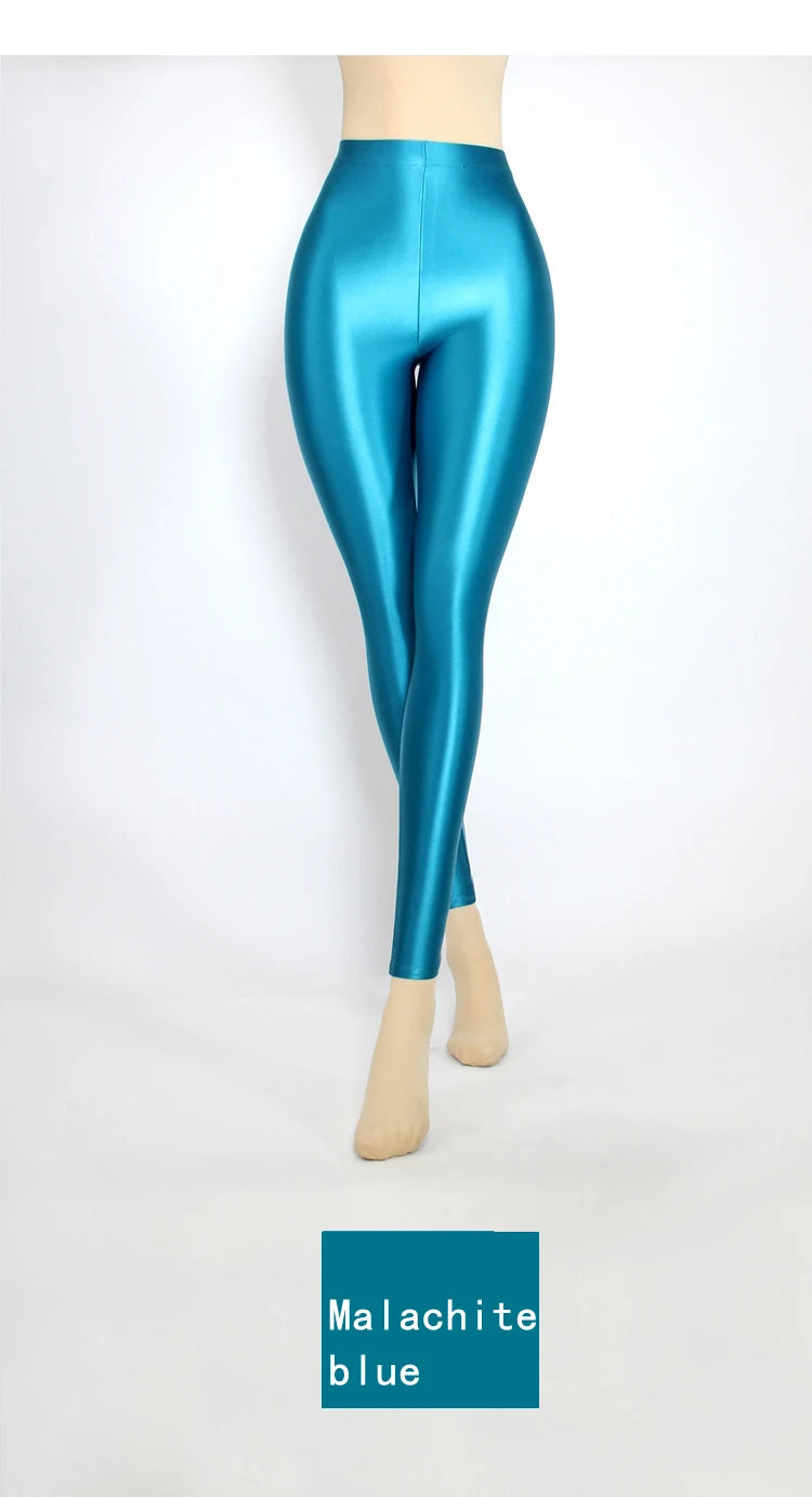 XClocKNYoung satin glossy pants High Waist Sport Women Fitness Shiny Yoga Pants Tights Leggings High Elastic glossy leggings