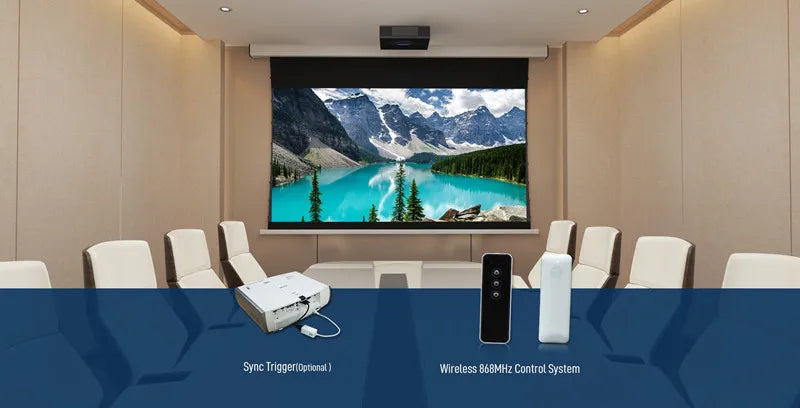 New Generation Laser TV Self-Rising Screen ALR Electric Motorised Tab Tensioned Projection Screen for UST Laser Projector 4k HD