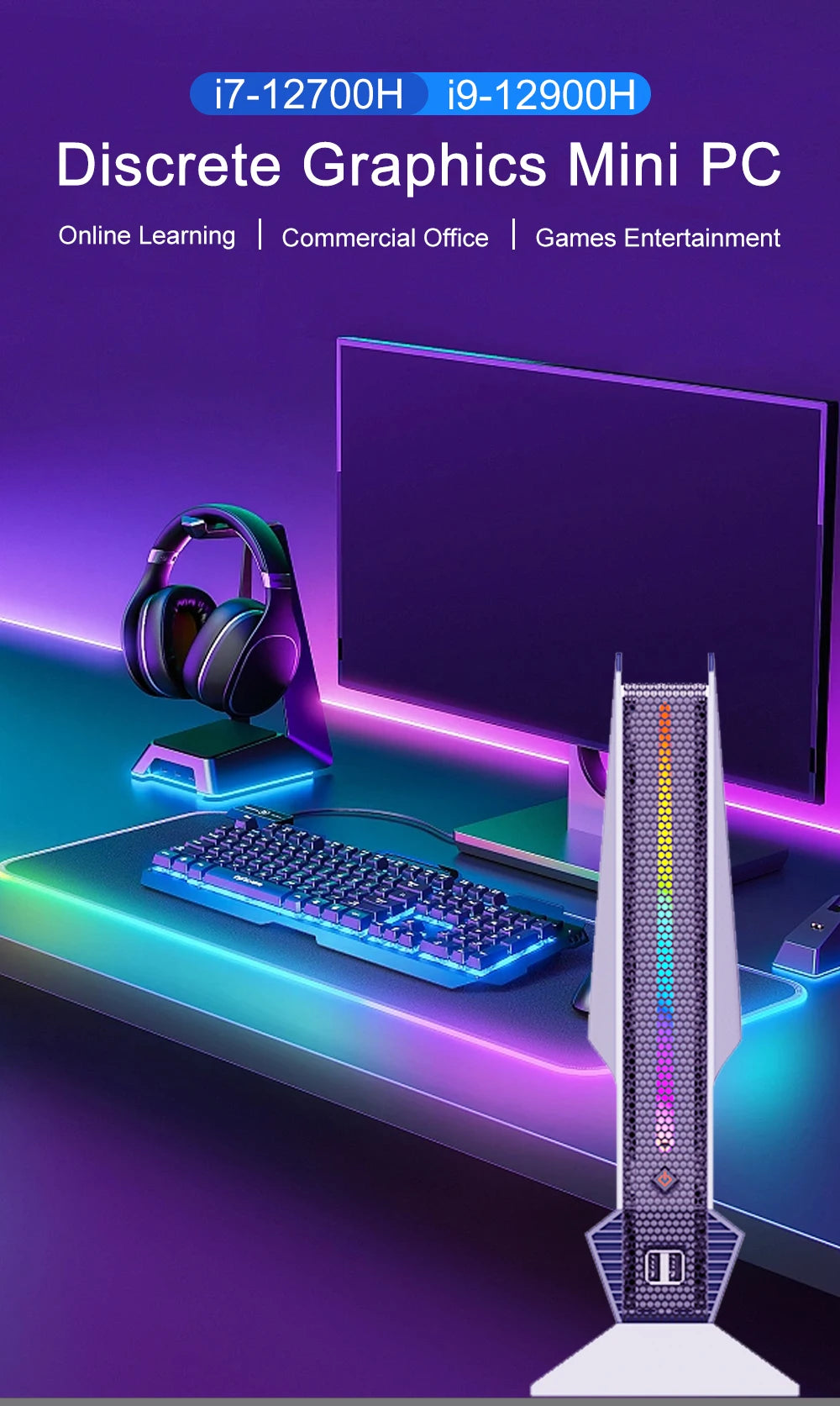 Desktop Mini PC  RTX3050 8G  I7 12700H 12900H Triple Display HD Typc-c DP  Gaming Computer Newest
