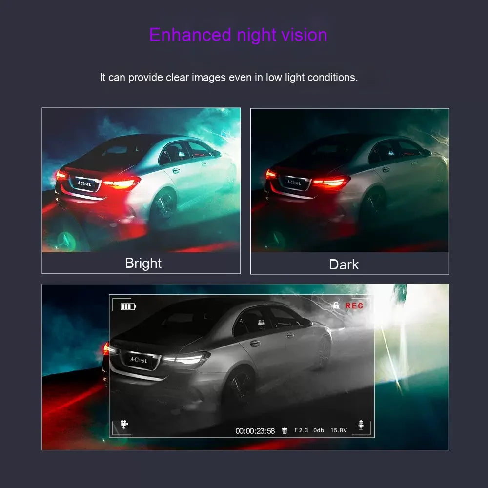 3-Inch HD 1080P IPS Screen Dash Cam 360° 360-degree WiFi Car Mount Video Recorder for In-Car Outdoor Front Rear Left Recording