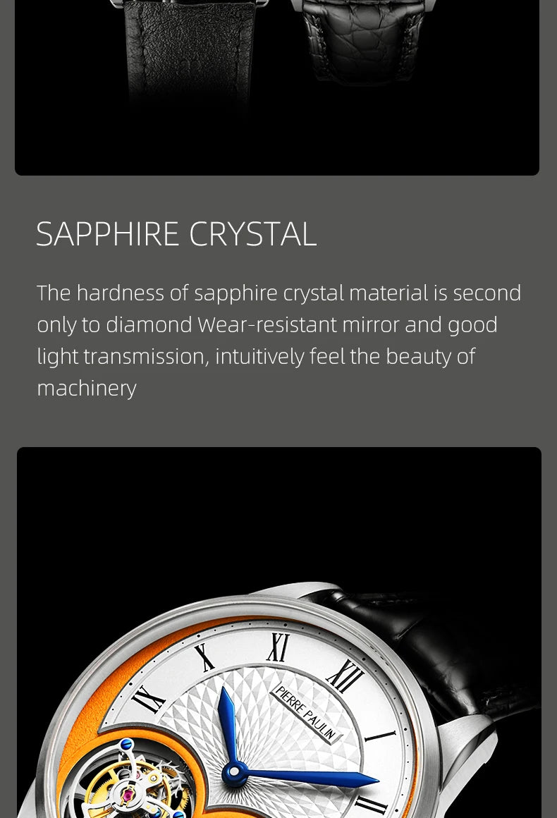 MERKUR genuine Double Tourbillon Manual Mechanical Watch Men's Luxury Formal Business Men's A Certified Millionaire Watch