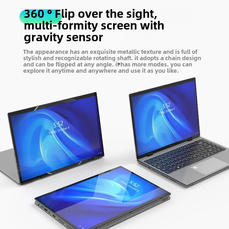 Hot Selling 14 Inch Slim Yoga Metal Touch Screen Laptop Intel 16Gb 2240*1440 Ips Windows 11 360 Degree Win11 Personal & Home Use