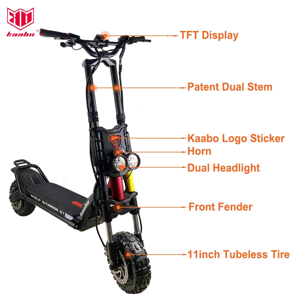 Original Kaabo Wolf Warrior GT PRO+ 11inch 60V 35AH 21700 Battery Top speed 80km/h Electric Scooter Monster Scooter SUV scooter