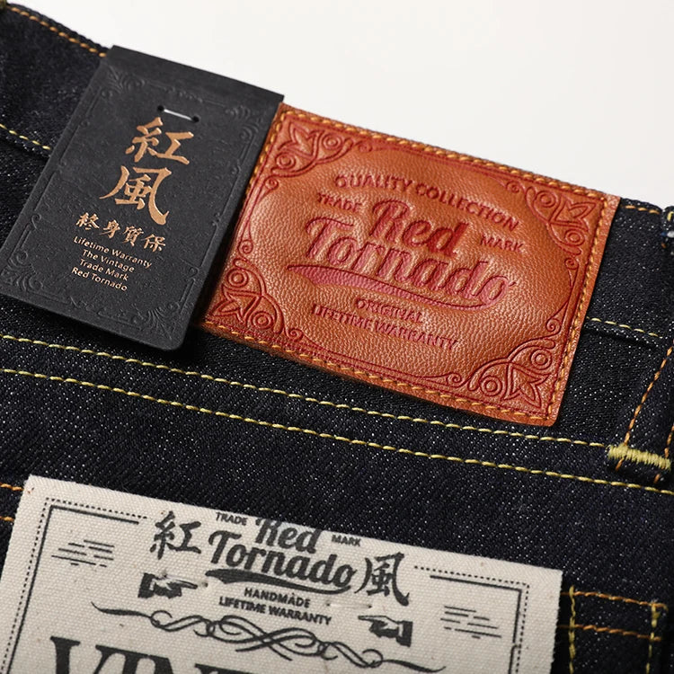 SD107-0001 Red Tornado Heavy Weight Indigo Selvage Unwashed Pants Unsanforised Thick Raw Denim Jean 17oz