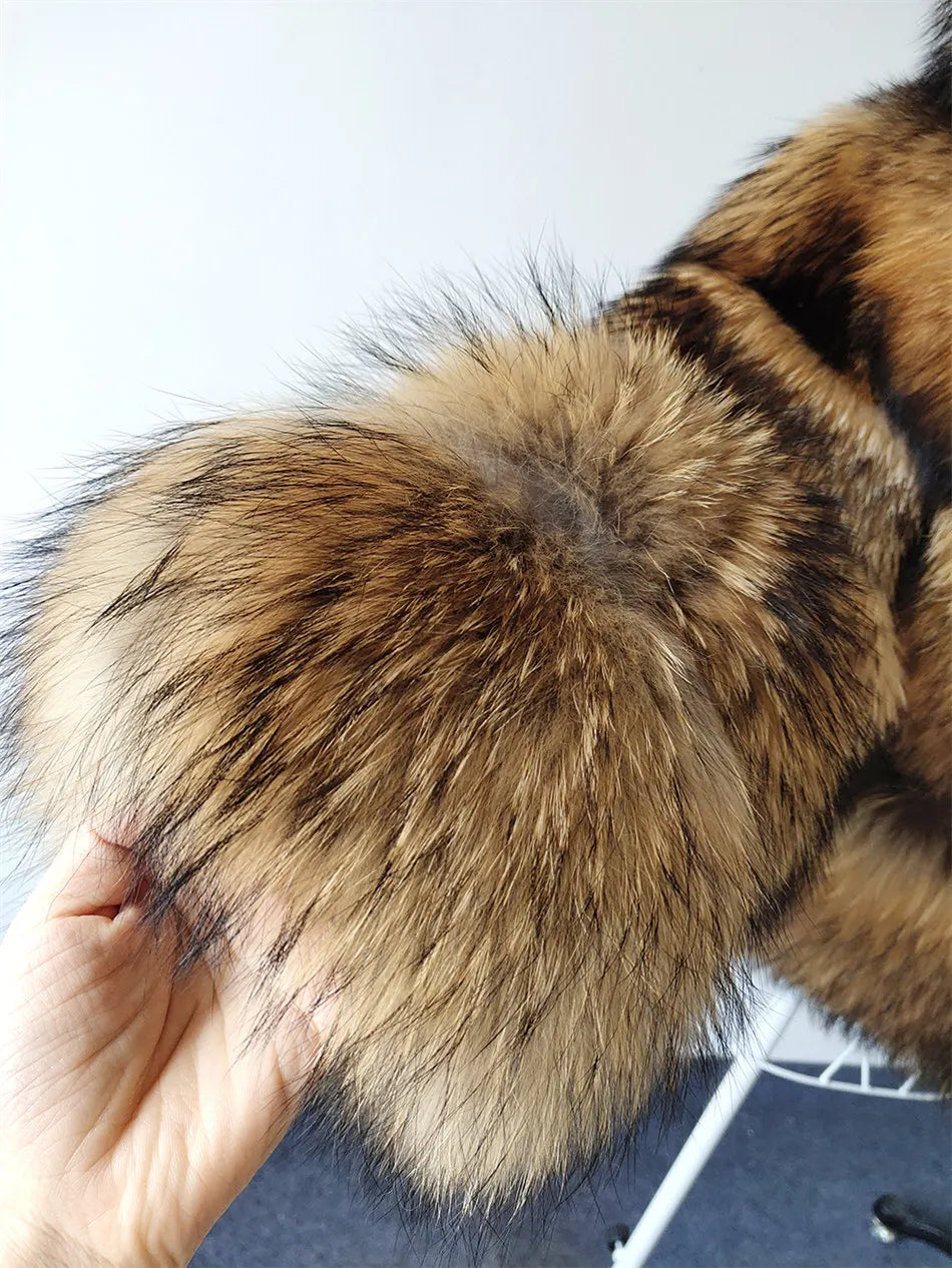 2025 maomaokong Super Hot Winter Women Luxury Thick Real Raccoon Fur Coat Natural Fox Fur Jacket Plus Size Jackets Female Vest