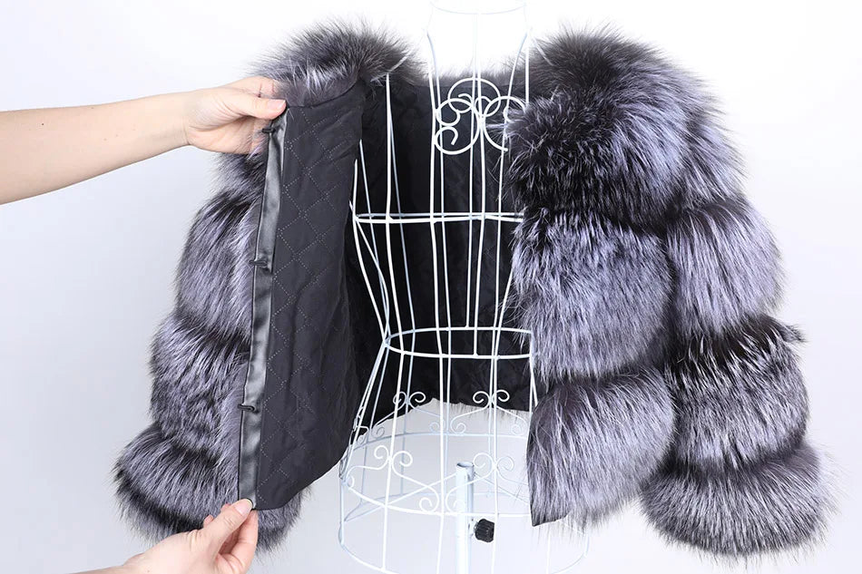 2025 maomaokong Super Hot Winter Women Luxury Thick Real Raccoon Fur Coat Natural Fox Fur Jacket Plus Size Jackets Female Vest