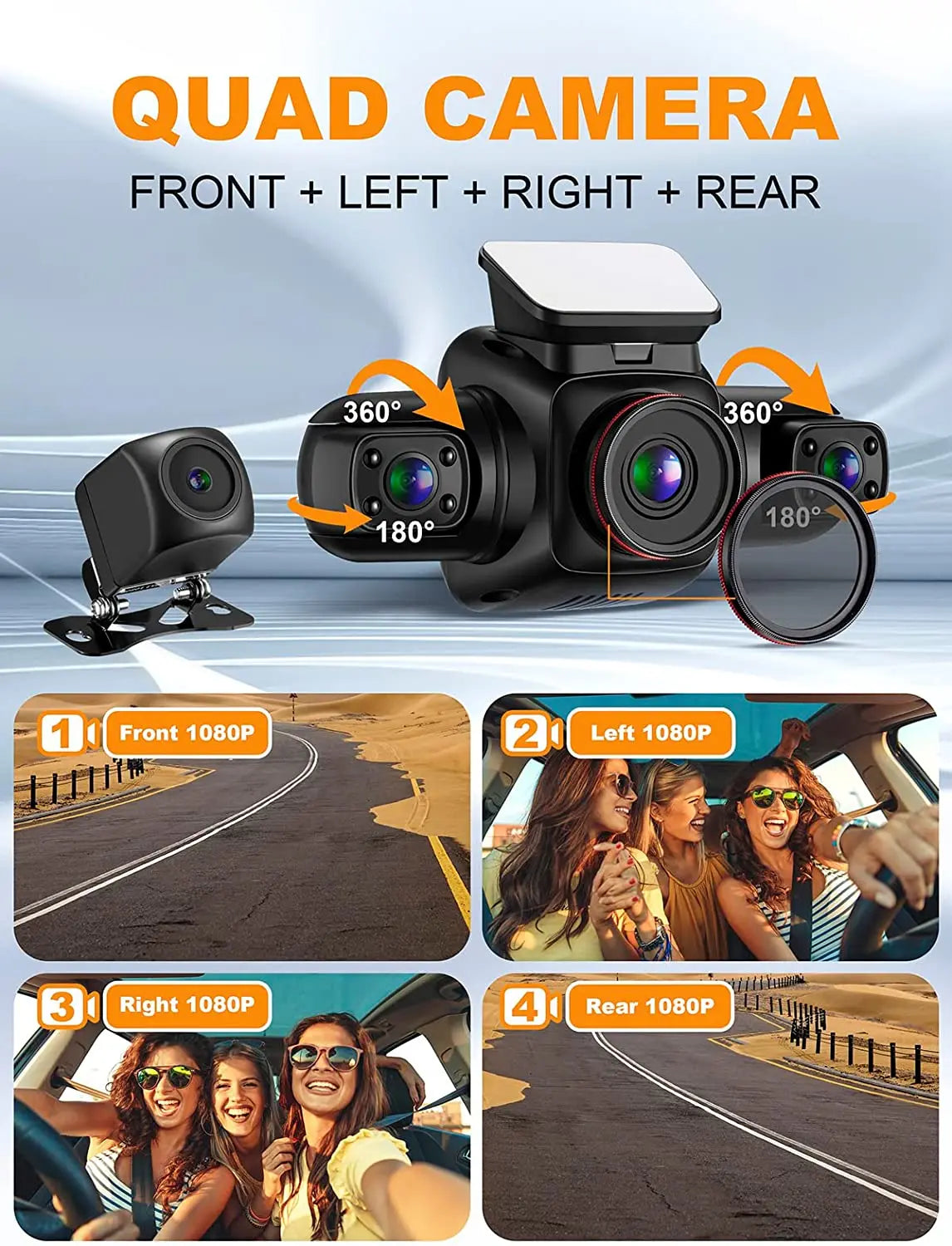 4 Channels 4*1080P Car Black Box 170 Car DVR GPS WiFi Dash Cam Taxi Driving Recorder IR Night Vision 4 Cameras DASHCAM