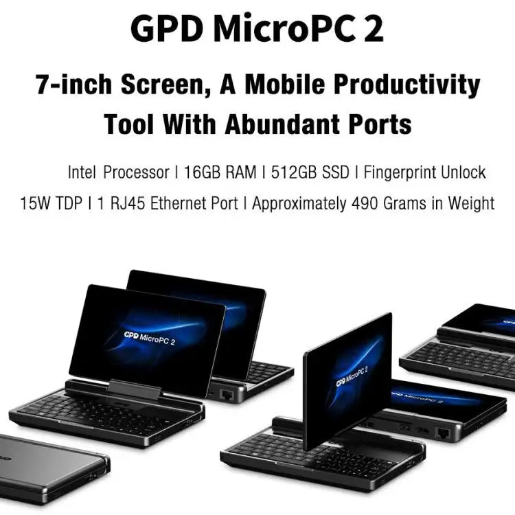 GPD MicroPC 2 Handheld Gaming PC 7 inch Screen Mini Computer 16GB+512GB Wins 11 Pro Intel Core i3-N300 Gaming Laptop