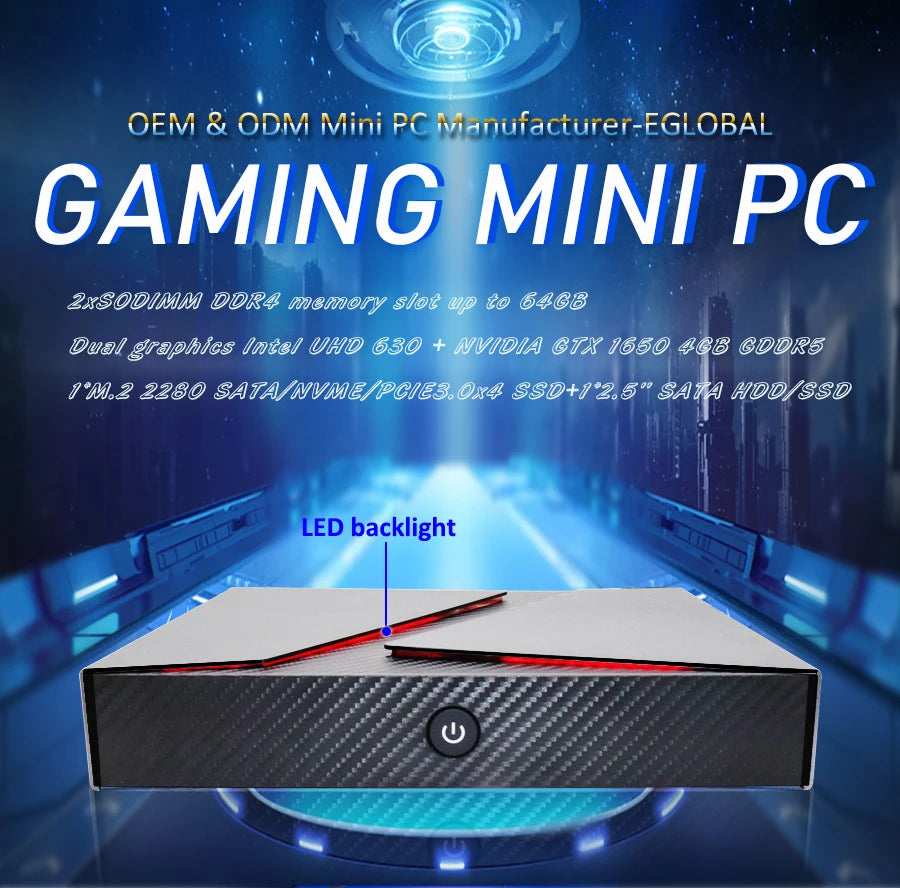 Gaming PC I9-9880H I7-9750H I5-9300H GTX 1650 2*DDR4 Gamer Computer Desktop Win10 4K HD MI DP Type-C WiFi Mini PC