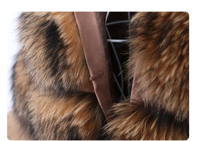 2025 maomaokong Super Hot Winter Women Luxury Thick Real Raccoon Fur Coat Natural Fox Fur Jacket Plus Size Jackets Female Vest