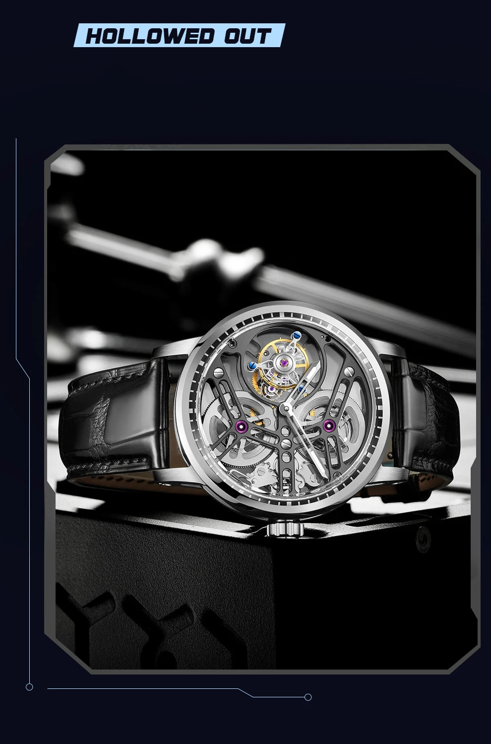 Haofa Manual Tourbillon Mechanical Watches For Men Waterproof Skeleton Luxury Sapphire Flying Tourbillon Movement Men Watch 1940