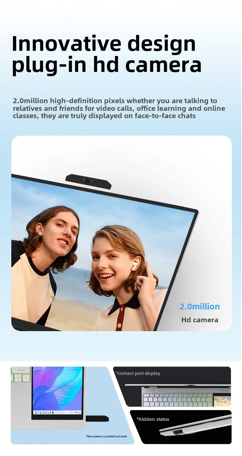 2025 NEW Wholesale Portable Business Laptop 15.6+7 Inch Dual Screen 32G+2TB Intel Processor Win11 with Camera English Keyboard