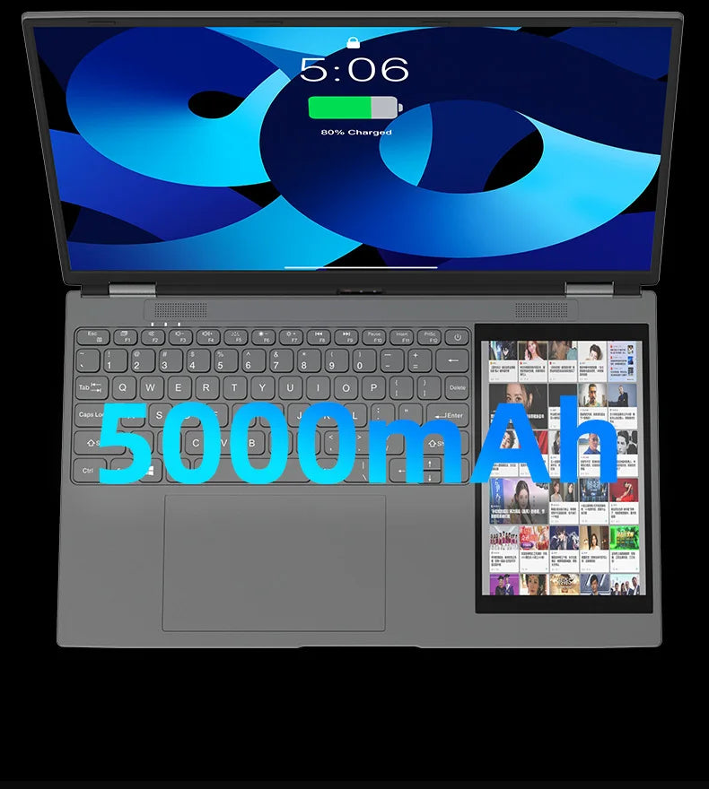 New Dual Screen 15.6inch+7inch Touch Screen Business Laptop Intel N95 Process 16G 32G RAM 256G 512G 1T SSD Can Be Customized