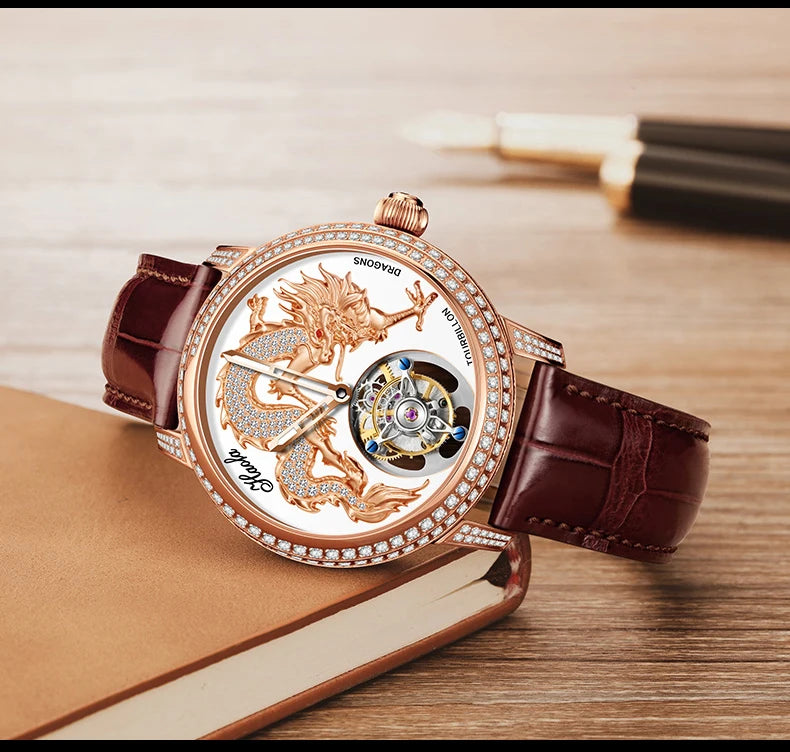 Haofa Couple Watch Luxury Tourbillon Watch Manual Movement Mechanical Wristwatch Sapphire Lovers Tourbillon Ladies Mens Watches