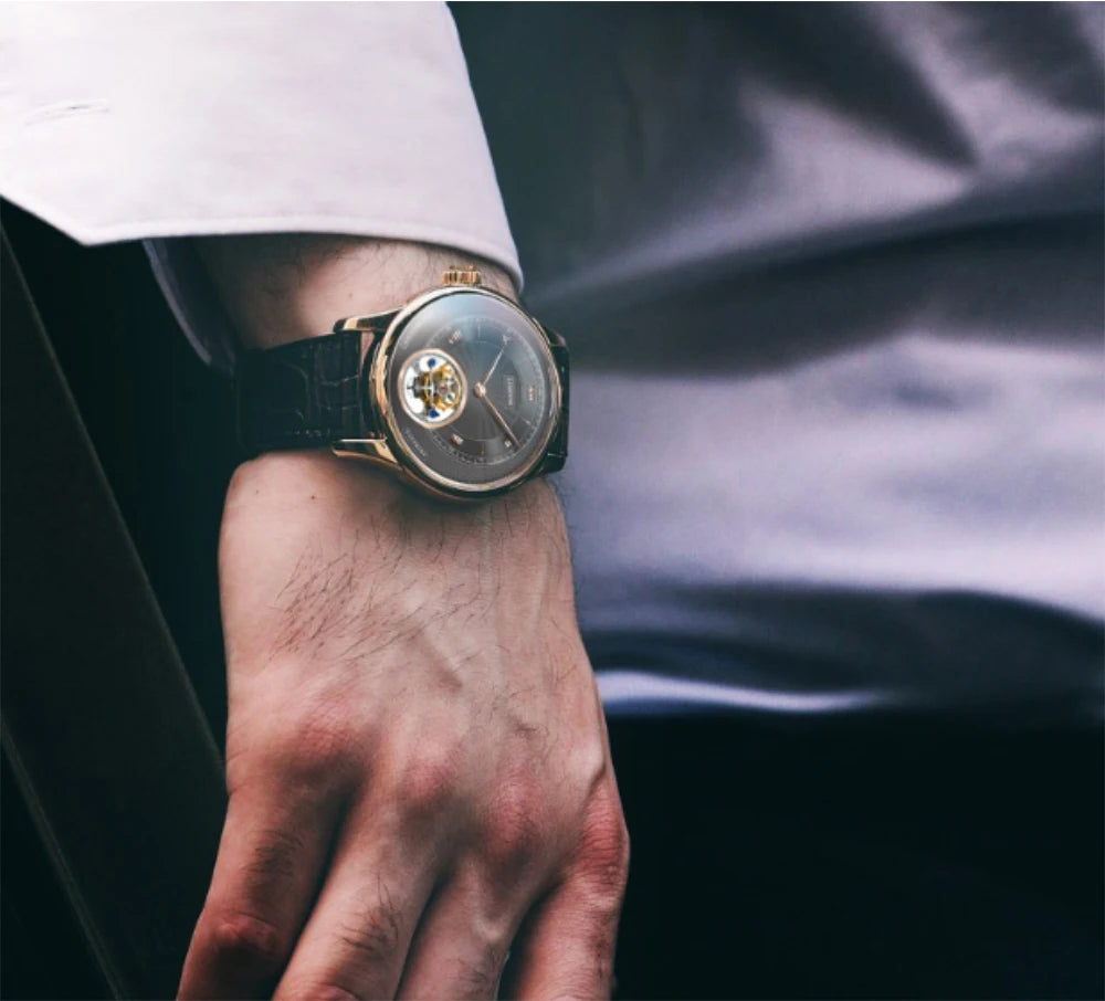 tourbillion luxury watch men,mens automatic wrist watches LOBINNI man dress waterproof skeleton mechanical wristwatch montre