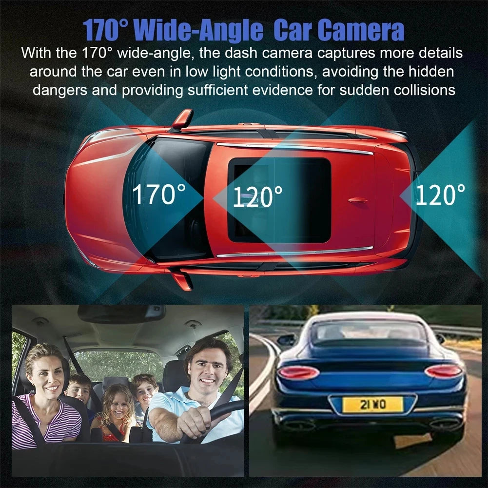 3 Camera Lens Car DVR 3-Channel Dash Cam HD 1080P Dash Camera Dual Lens Dashcam Video Recorder Black Box Dash Camera Car Dvr
