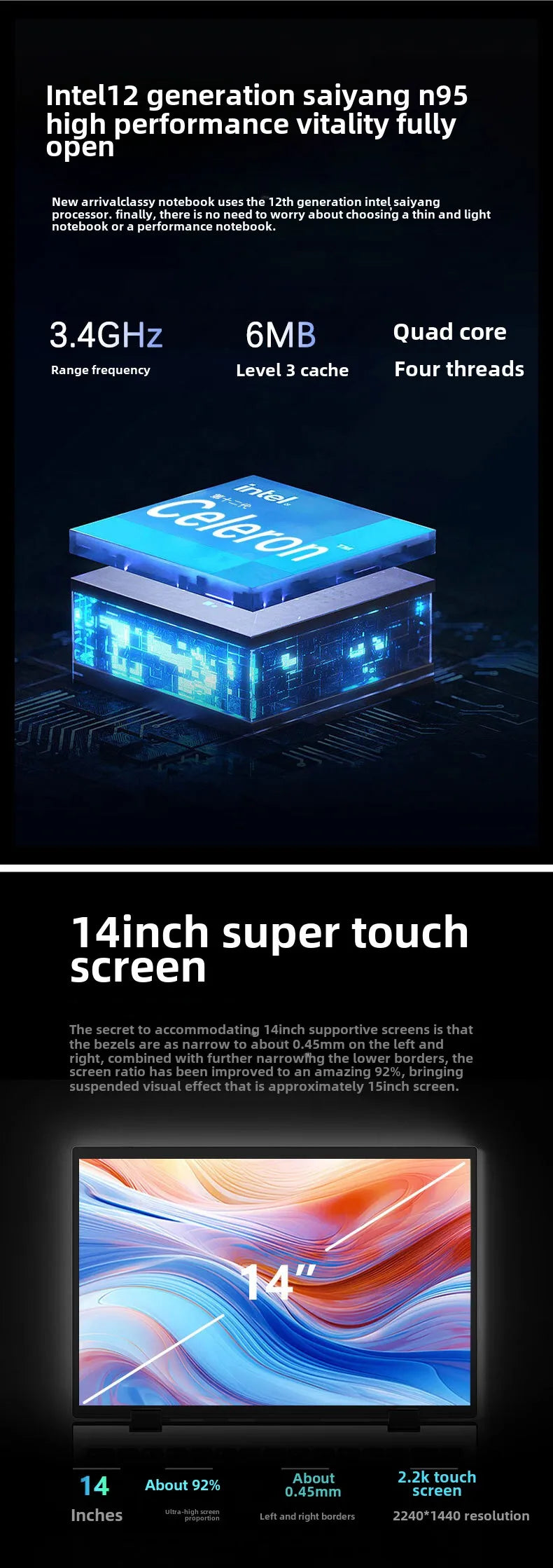 Hot Selling 14 Inch Slim Yoga Metal Touch Screen Laptop Intel 16Gb 2240*1440 Ips Windows 11 360 Degree Win11 Personal & Home Use