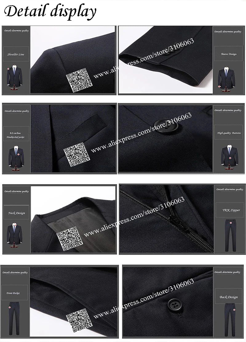 Luxury Pearls Men's Suit Slim Fit Single Breasted Blazer With Moved Train Customized Groom Wedding Tuxedo 3-Piece Man Dresses